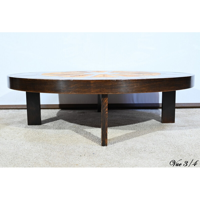 Vintage ceramic and stoneware coffee table by R.Capron for Vallauris, 1960