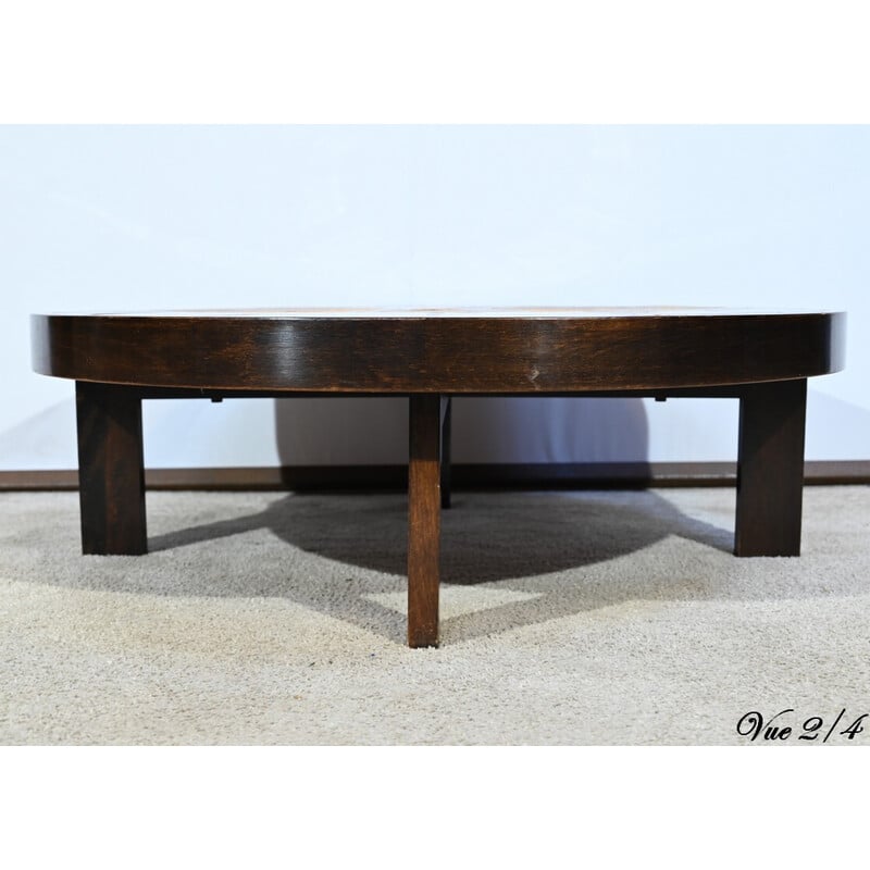 Table basse vintage en céramique et grès par R.Capron pour Vallauris, 1960