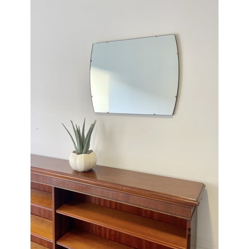 Vintage wall mirror with curved ends, 1960