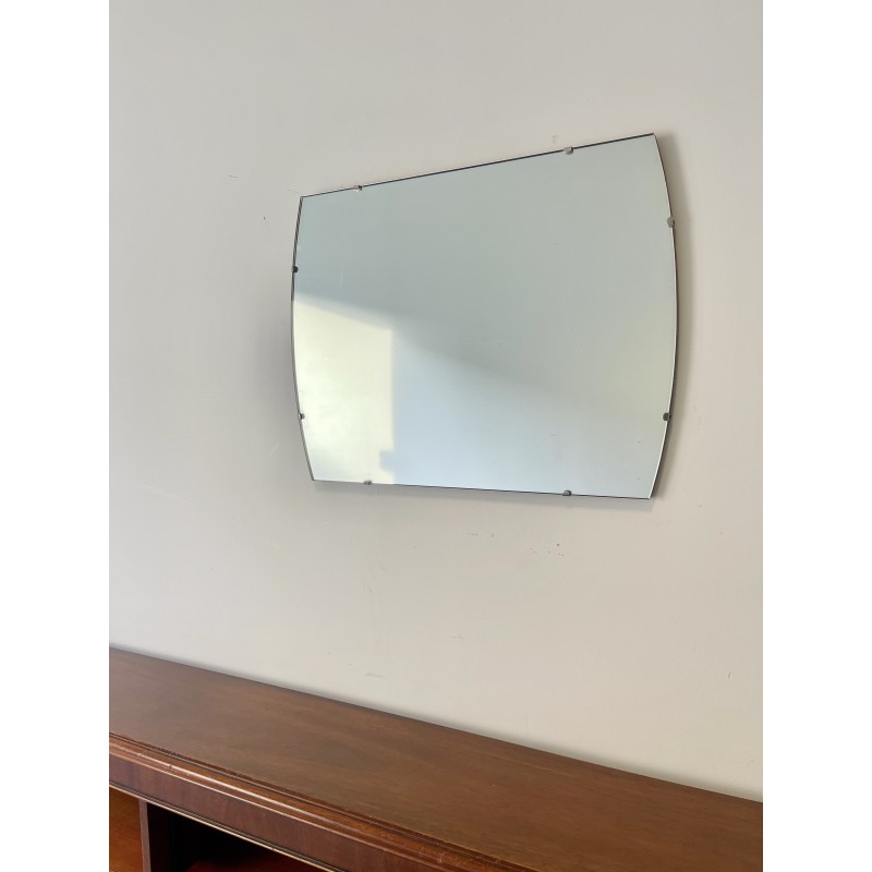 Specchio da parete vintage con estremità curve, 1960