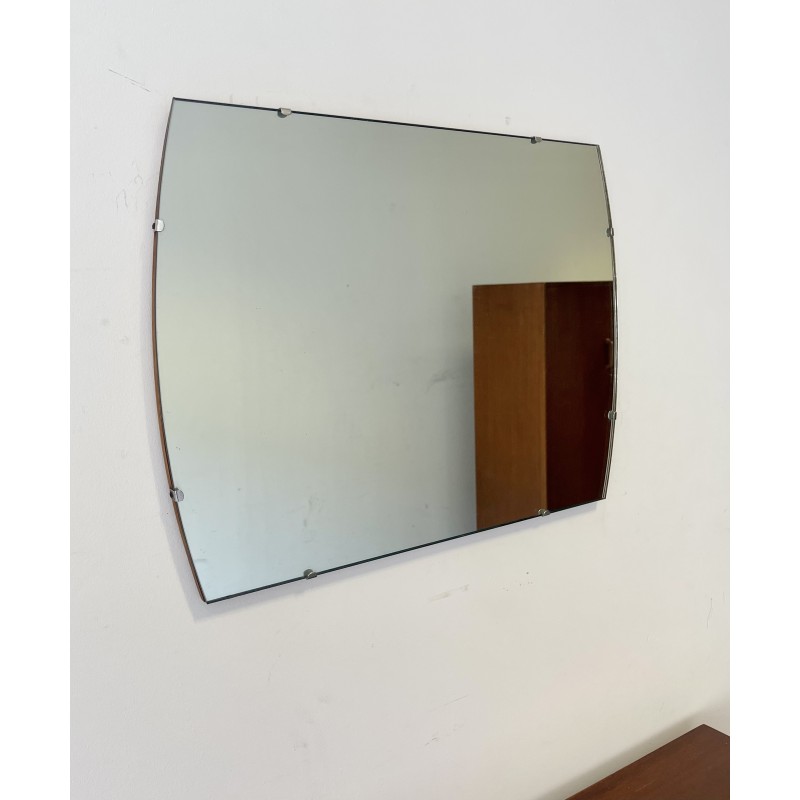 Specchio da parete vintage con estremità curve, 1960