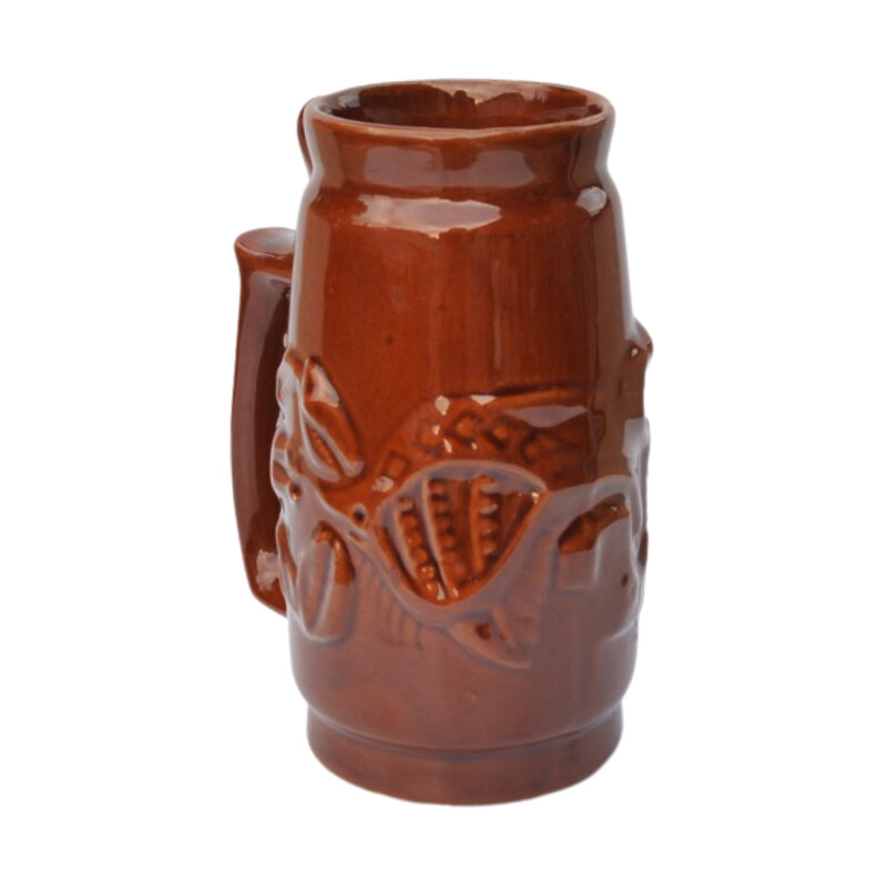 Vintage brown Spila ceramic mug, Poland 1970