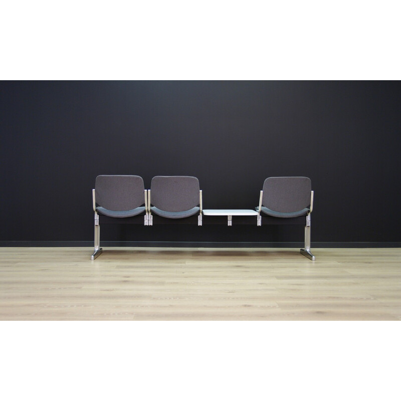 Vintage aluminum and wood bench, Denmark 1970