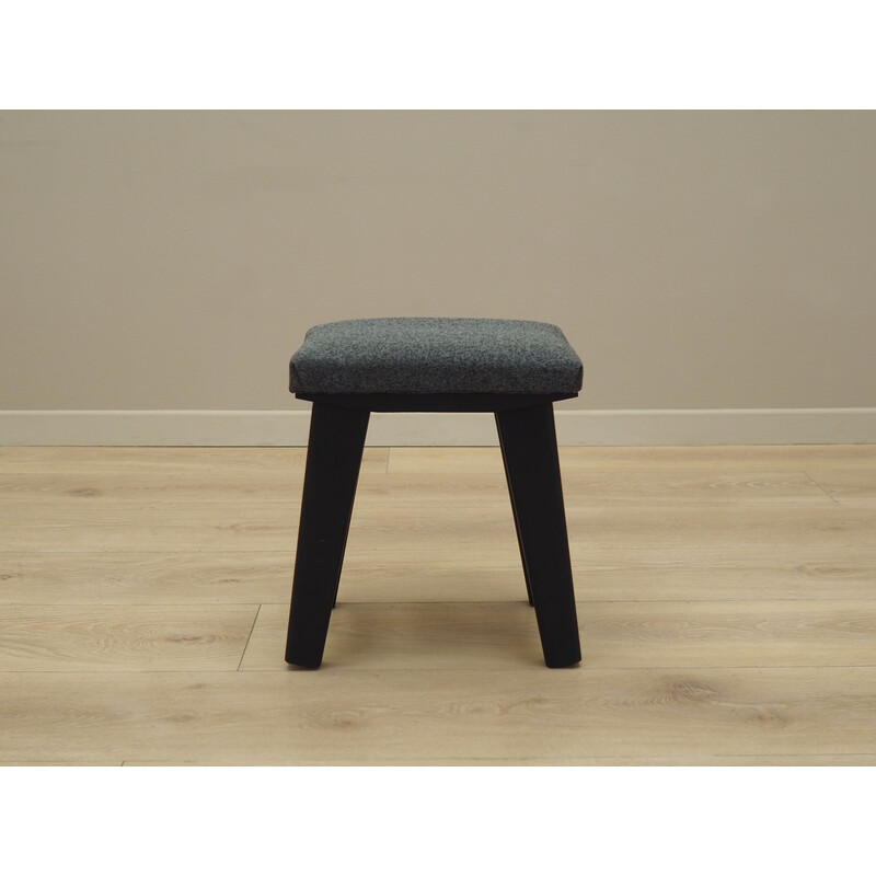 Vintage gray stool in wood and fabric, Denmark 1980