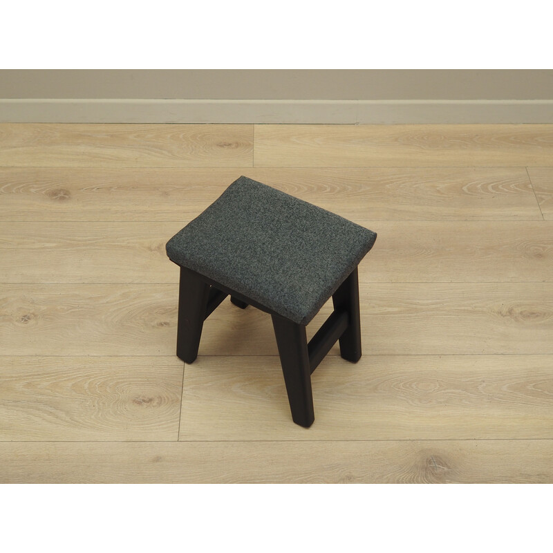 Vintage gray stool in wood and fabric, Denmark 1980