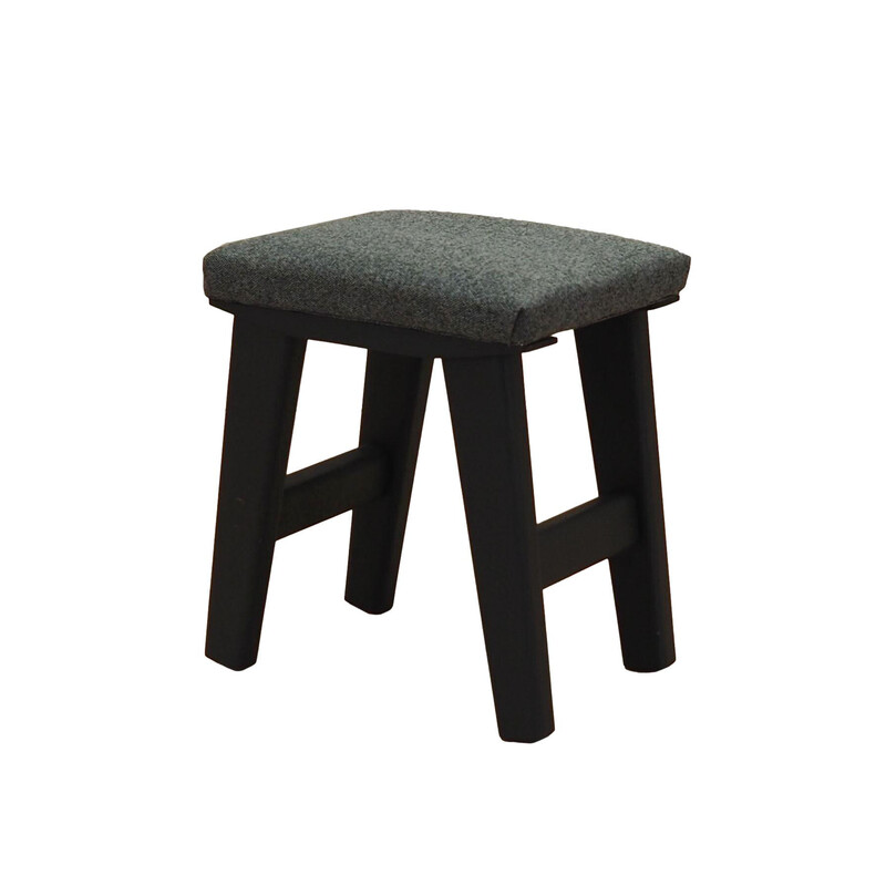 Vintage gray stool in wood and fabric, Denmark 1980
