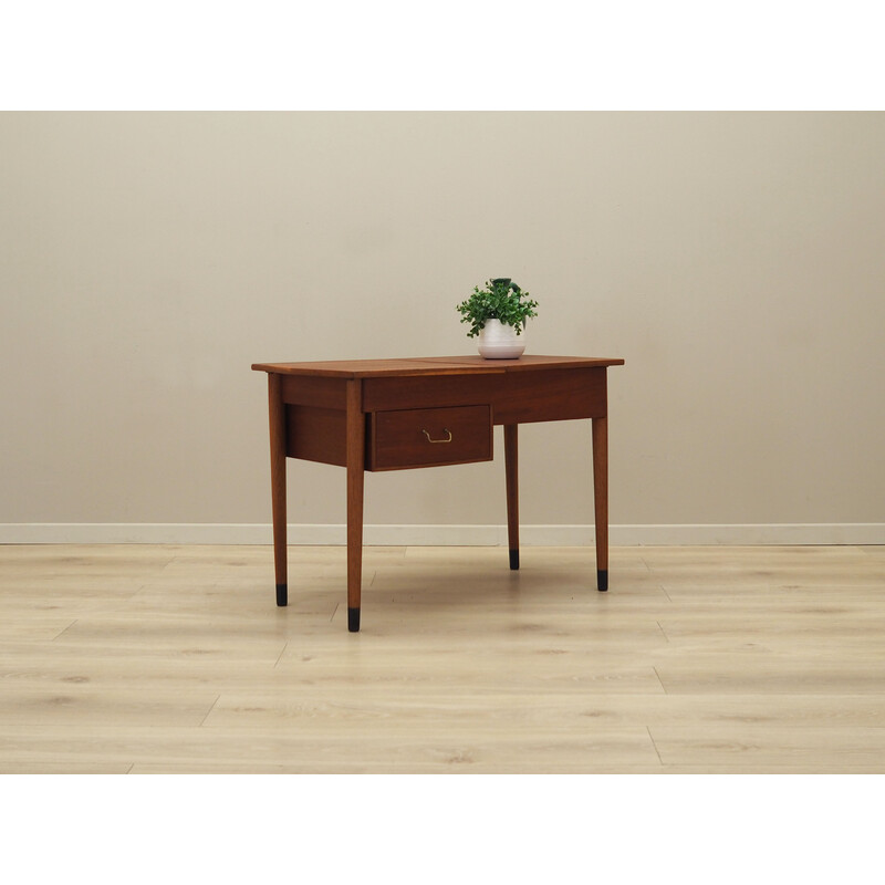 Table à coudre vintage en placage de teck et bois massif, Danemark 1960