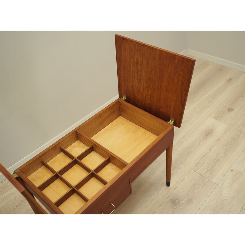 Vintage teak veneer and solid wood sewing table, Denmark 1960