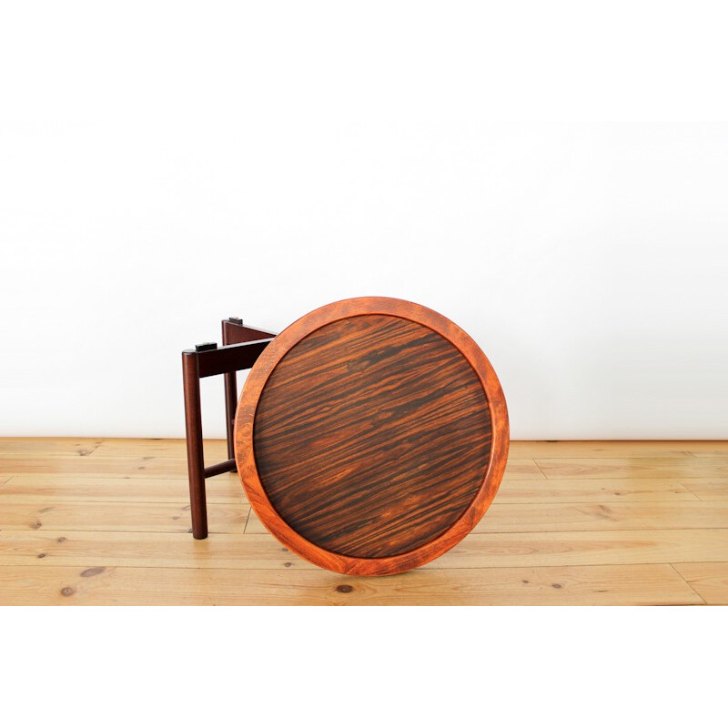 Scandinavian Rio Rosewood round Side Table - 1960s