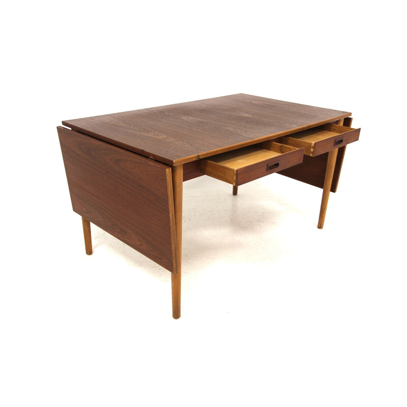 Vintage teak and beech desk for Hugo Troeds, Sweden 1950