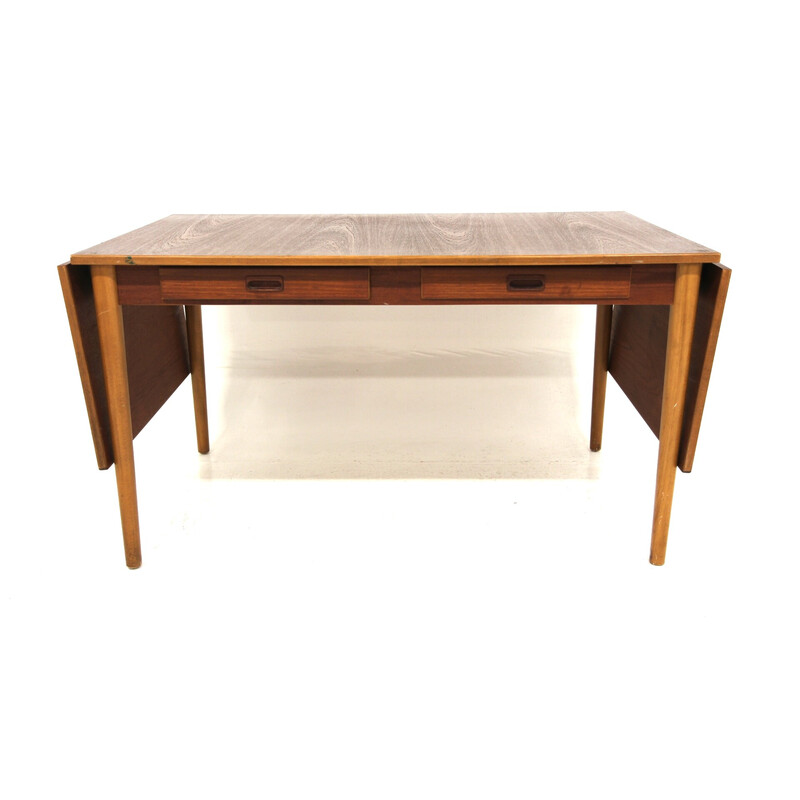 Vintage teak and beech desk for Hugo Troeds, Sweden 1950