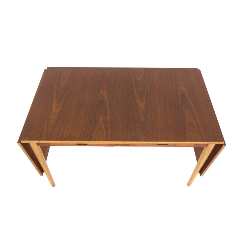 Vintage teak and beech desk for Hugo Troeds, Sweden 1950