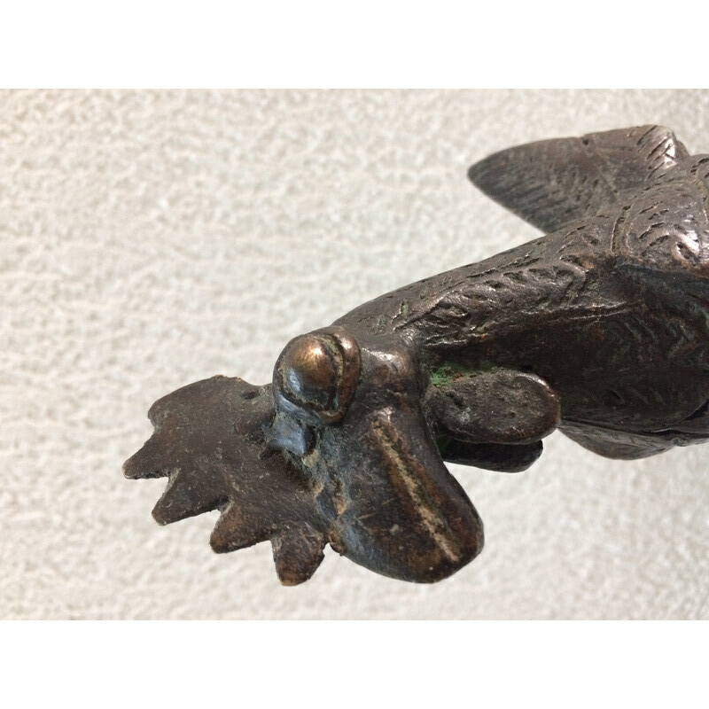 Vintage Tribal Art bronze rooster sculpture