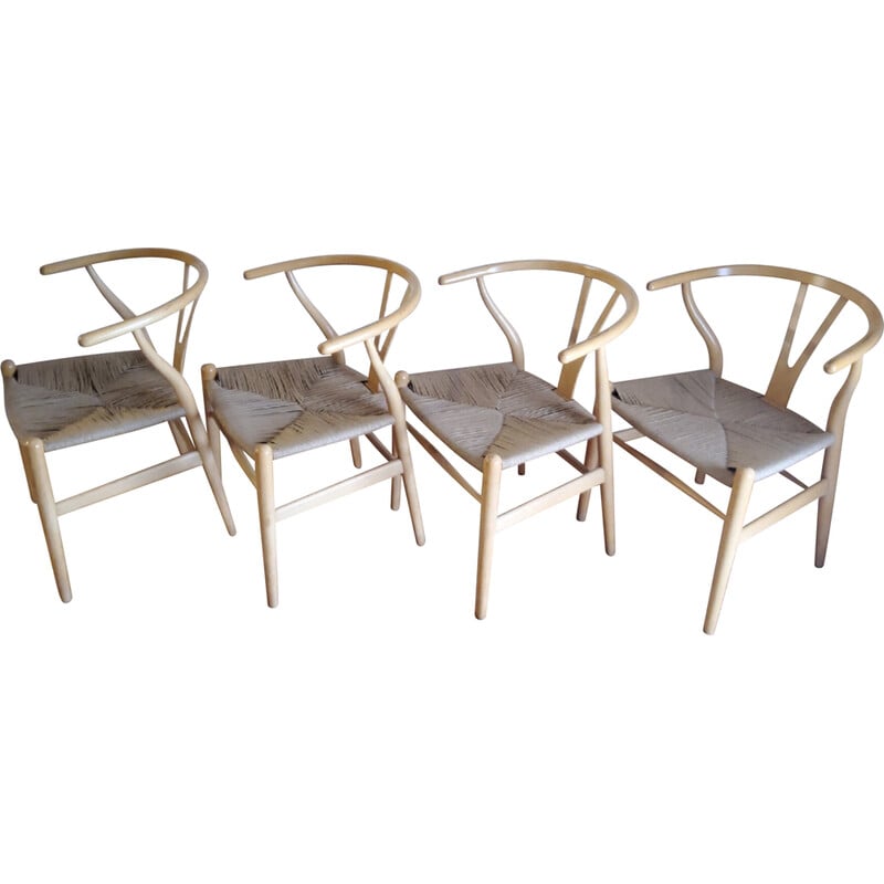 Set di 4 sedie da pranzo vintage CH24 Wishbone in rovere di Hans Wegner per Carl Hansen, 1960