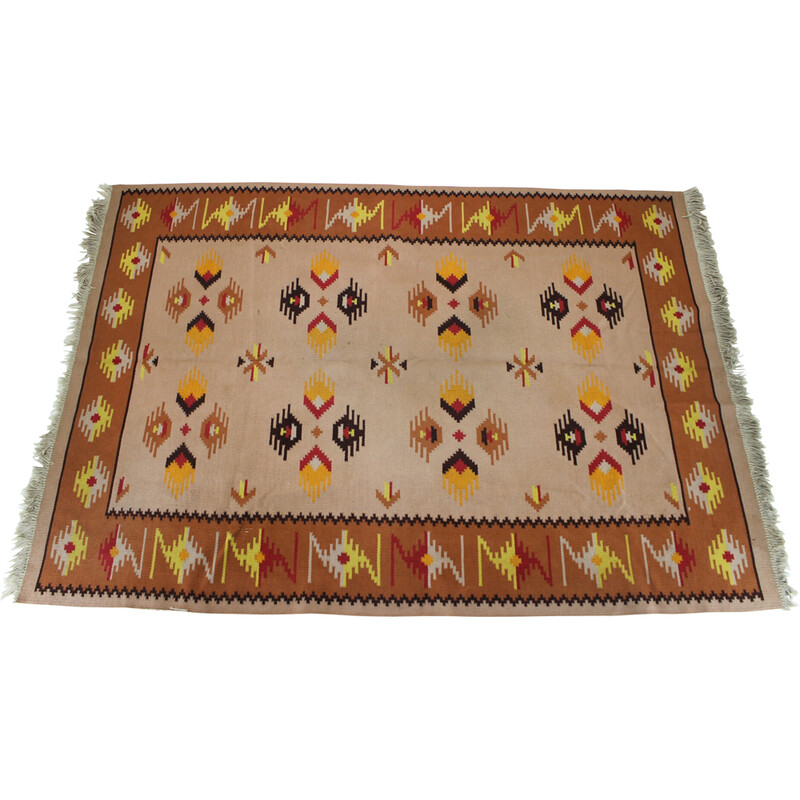 Vintage wool rug, Czechoslovakia 1940