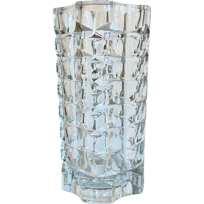 Vintage geometric semi-crystal vase, 1950