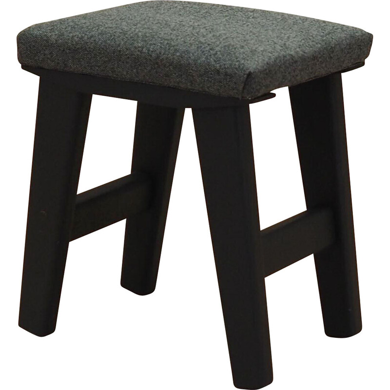 Vintage gray stool in wood and fabric, Denmark 1980