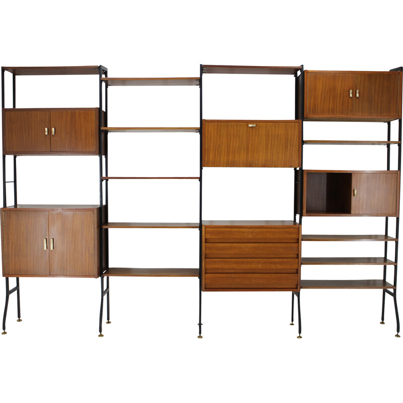 Vintage mahogany wall unit, Italy 1960