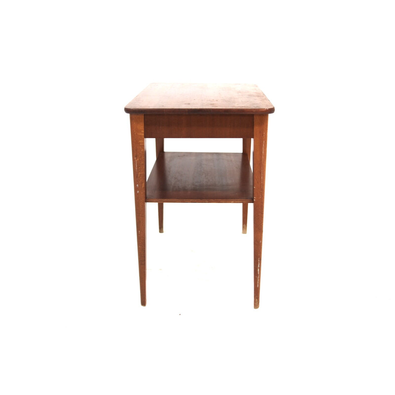 Vintage mahogany and beech bedside table, Sweden 1950