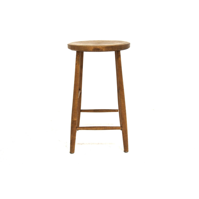 Tabouret de bar vintage en bois de bouleau, Suède 1960