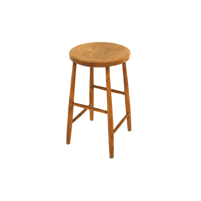 Tabouret de bar vintage en bois de bouleau, Suède 1960