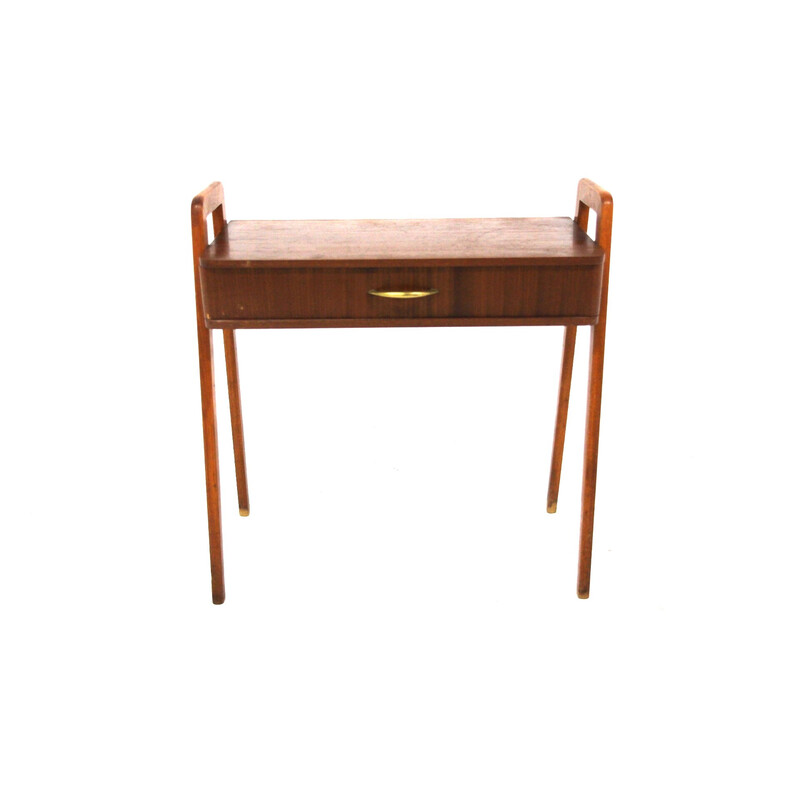 Vintage mahogany and beech bedside table, Sweden 1950