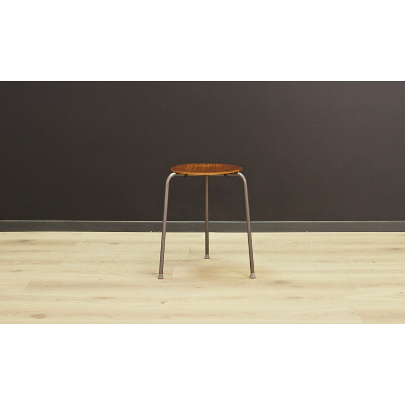 Vintage stool in mahogany veneer and metal, Denmark 1970