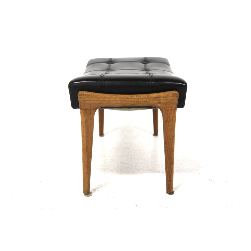 Vintage teak and imitation leather footstool for Bröderna Andersson, Sweden 1960