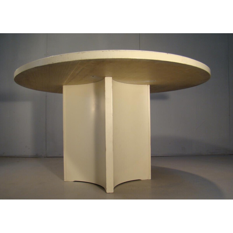 Large dining table in plywood and marble - 1960s