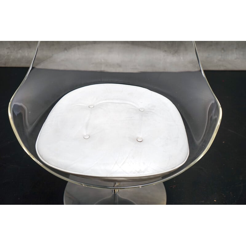 Vintage champagne chair in acrylic glass and aluminum by Estelle and Erwin Laverne, 1970