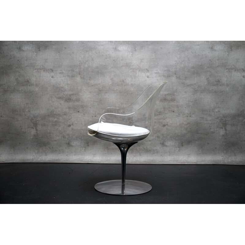 Cadeira de champanhe vintage em vidro acrílico e alumínio de Estelle e Erwin Laverne, 1970