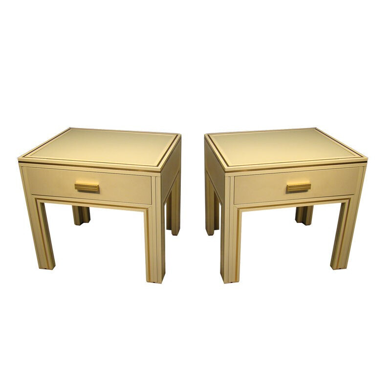 Pair of nightstands in white lacquered metal by Pierre Vandel - 1970s