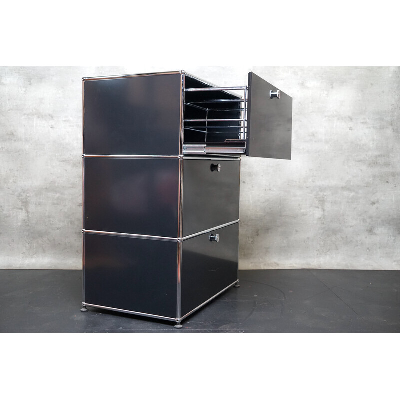 Vintage anthracite wall cabinet by Fritz Haller, Switzerland 1980