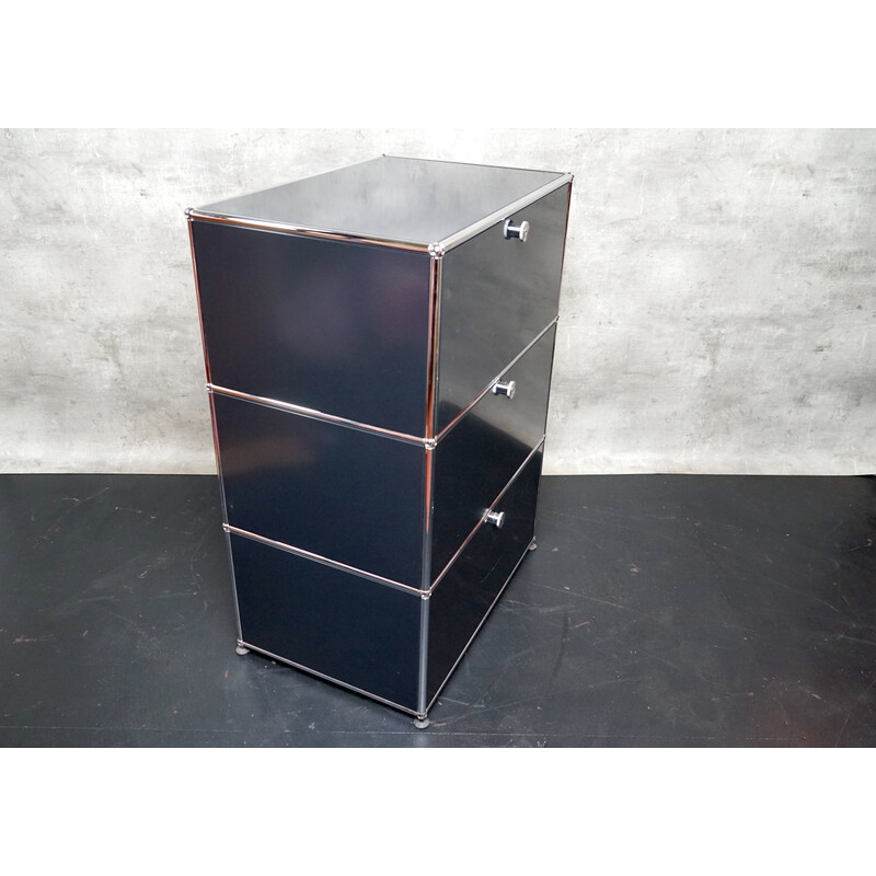 Vintage anthracite wall cabinet by Fritz Haller, Switzerland 1980