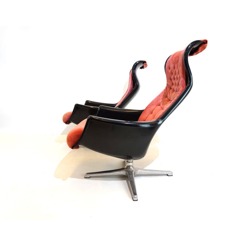 Paire de fauteuils vintage Dux Galaxy en métal et plastique par Alf Svensson et Yngvar Sandström