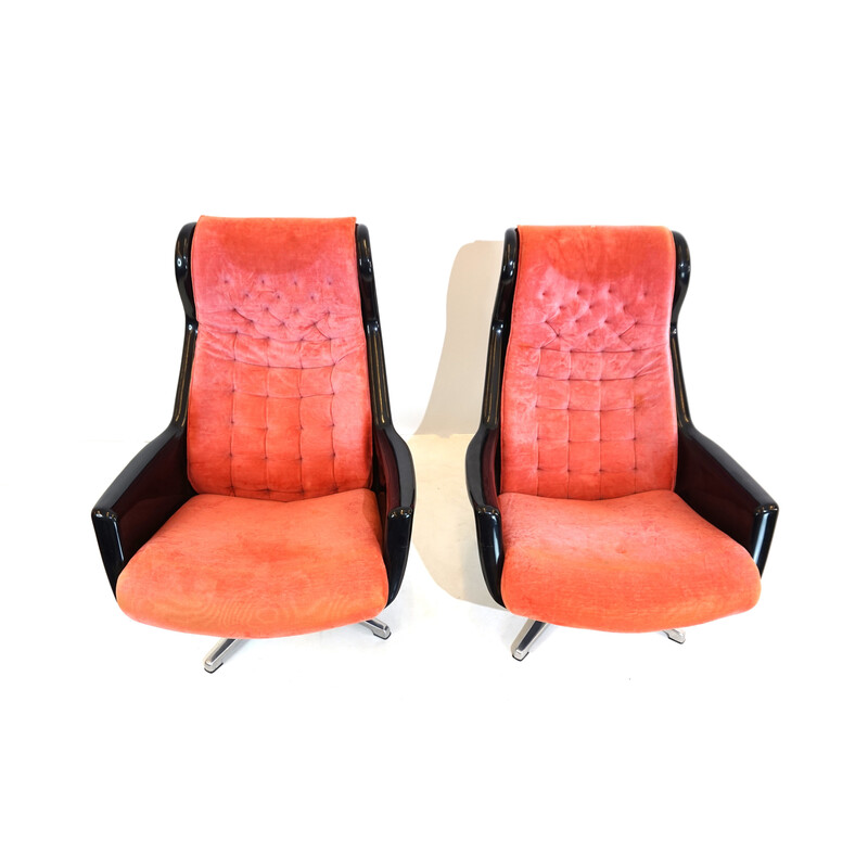 Pair of vintage Dux Galaxy armchairs in metal and plastic by Alf Svensson and Yngvar Sandström