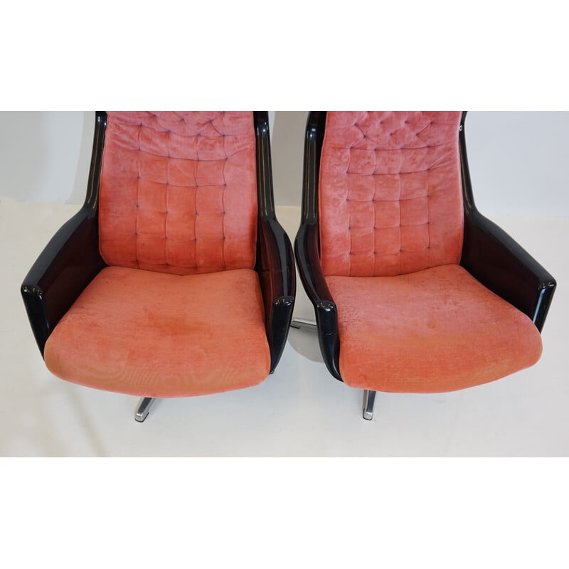 Pair of vintage Dux Galaxy armchairs in metal and plastic by Alf Svensson and Yngvar Sandström