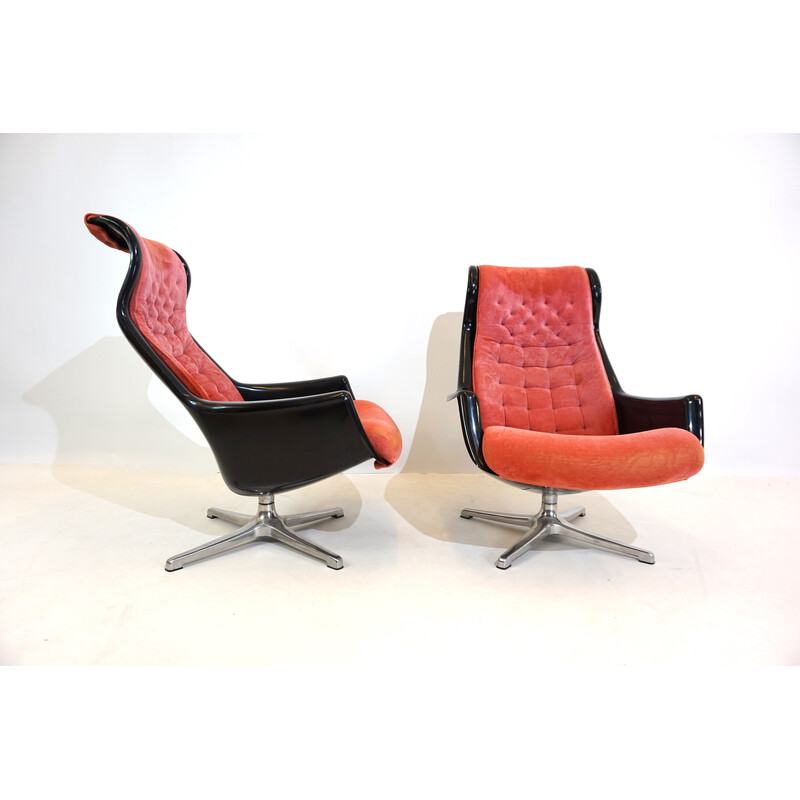 Pair of vintage Dux Galaxy armchairs in metal and plastic by Alf Svensson and Yngvar Sandström