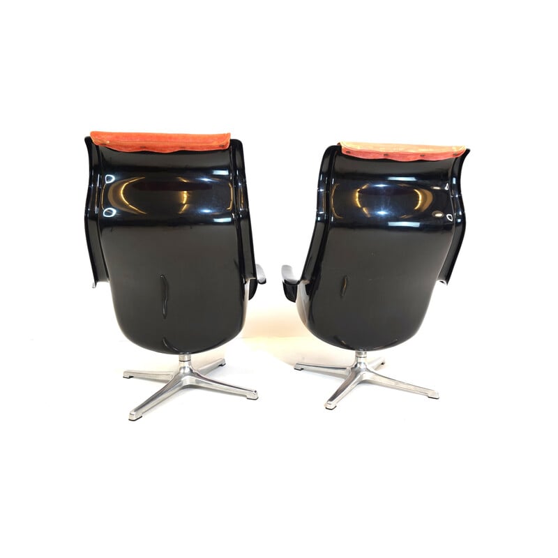 Ein Paar Vintage-Sessel Dux Galaxy aus Metall und Kunststoff von Alf Svensson und Yngvar Sandström