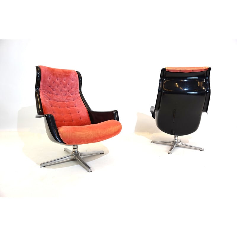 Pair of vintage Dux Galaxy armchairs in metal and plastic by Alf Svensson and Yngvar Sandström
