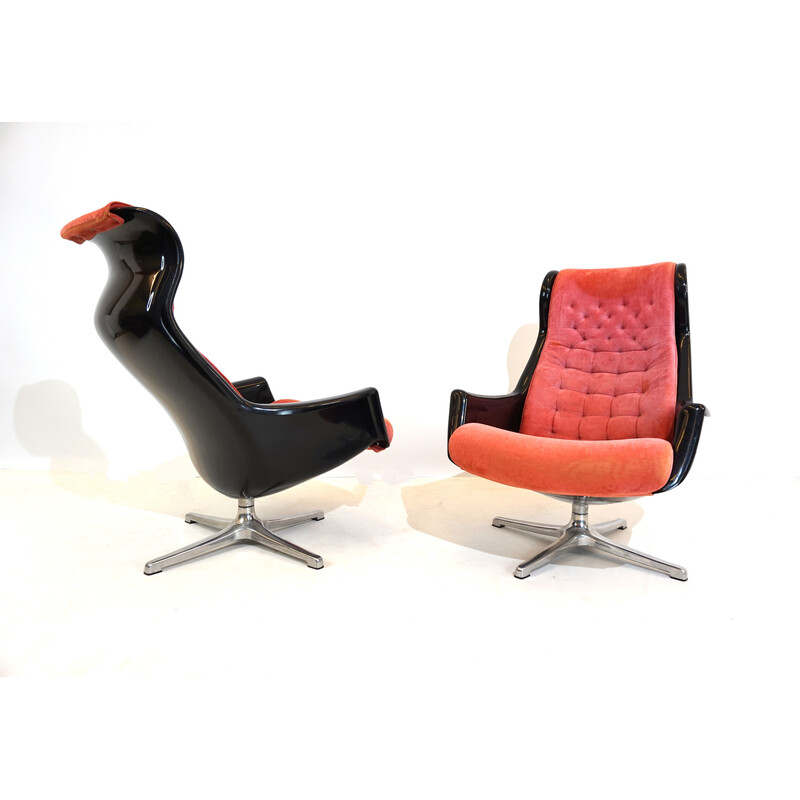 Pair of vintage Dux Galaxy armchairs in metal and plastic by Alf Svensson and Yngvar Sandström