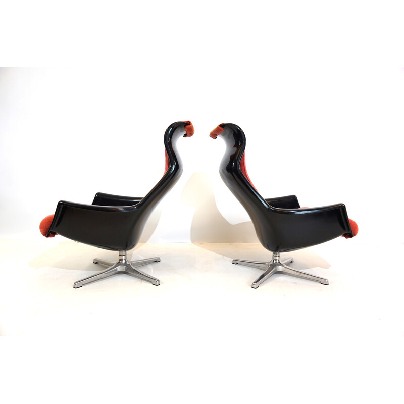 Pair of vintage Dux Galaxy armchairs in metal and plastic by Alf Svensson and Yngvar Sandström