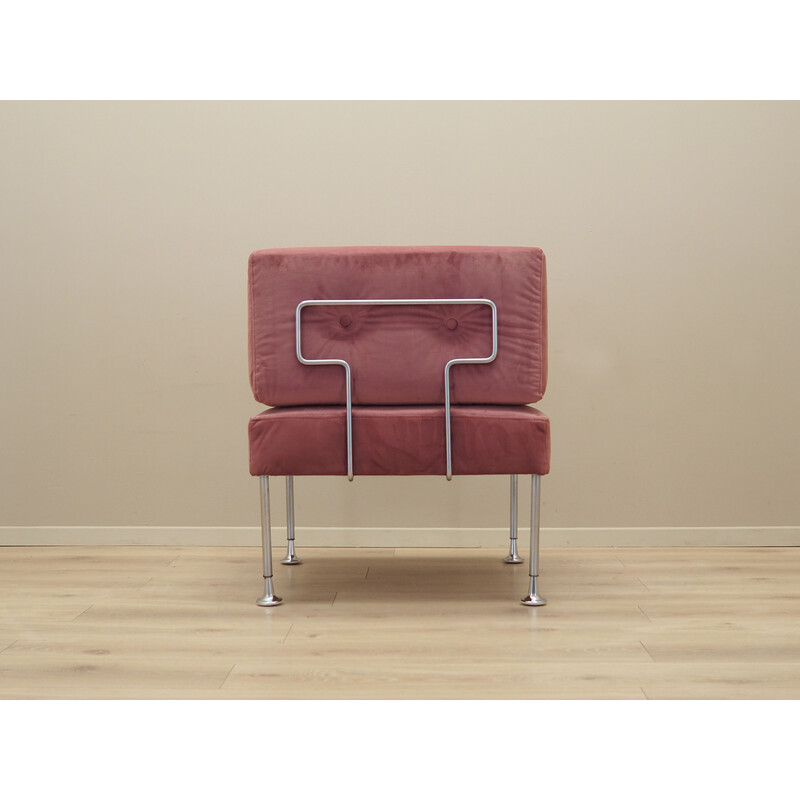 Vintage fauteuil in chroom metaal en roze stof van Poul Cadovius voor France and Søn, Denemarken 1960