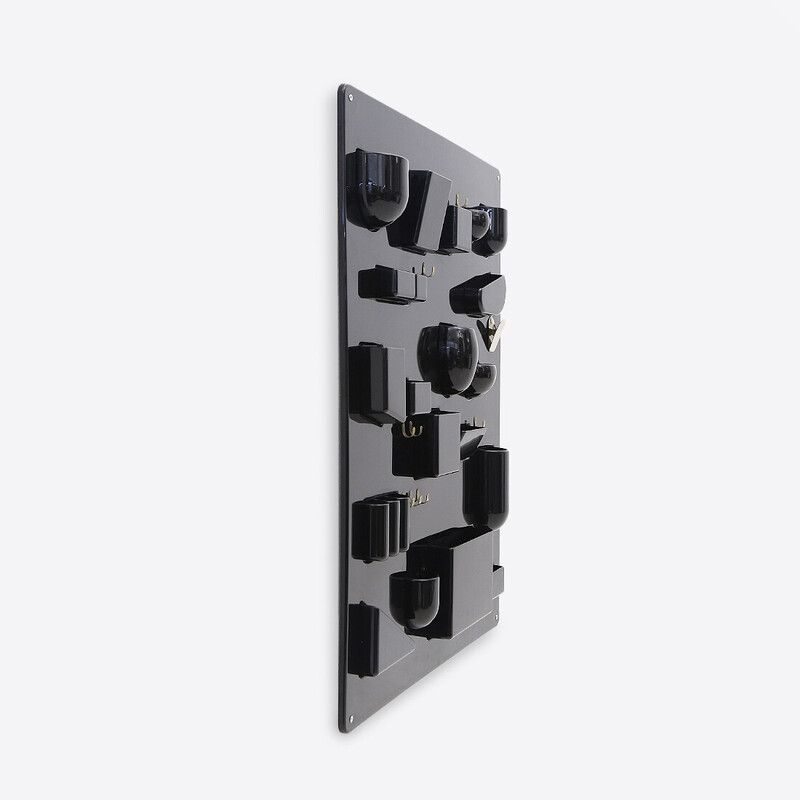 Vintage “Uten.silo” wall organizer in black molded plastic by Dorothee Maurer Becker for Design M, 1960