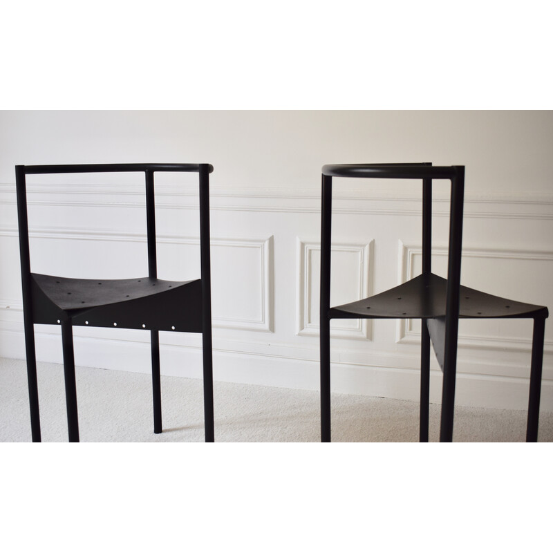 Pair of vintage Wendy Wright chairs in black tubular metal by Philippe Starck for Disform, 1986