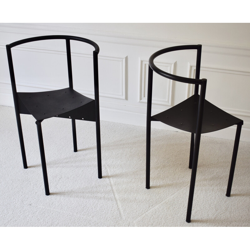 Pair of vintage Wendy Wright chairs in black tubular metal by Philippe Starck for Disform, 1986