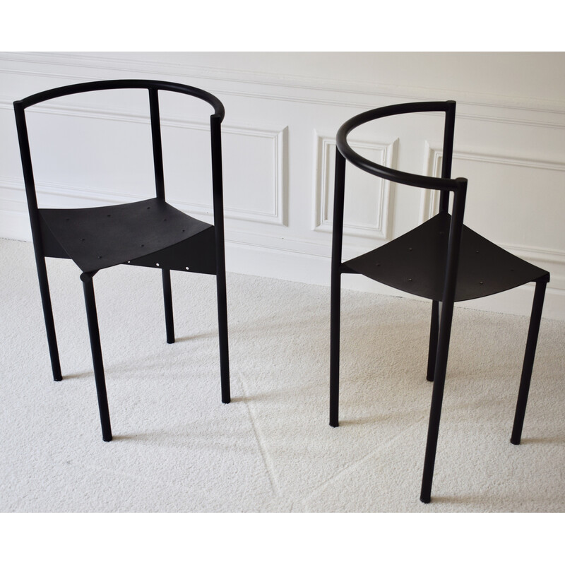 Par de cadeiras Wendy Wright vintage em metal tubular preto por Philippe Starck para Disform, 1986