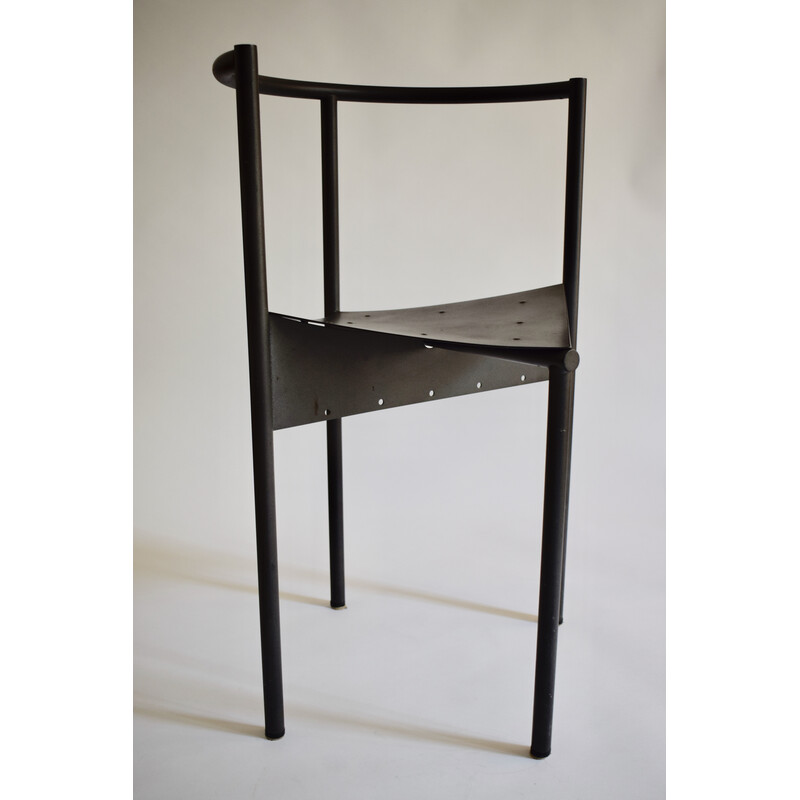 Vintage Wendy Wright chair in grey tubular metal by Philippe Starck for Disform, 1986