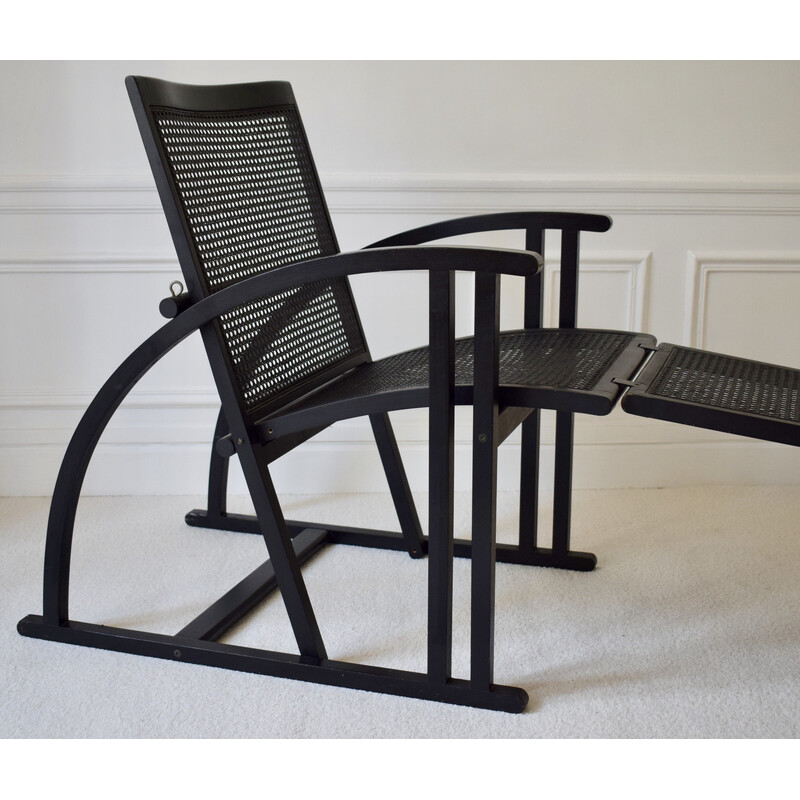 Vintage Arc de Pascal chair in black lacquered wood for Pamco Triconfort, 1983