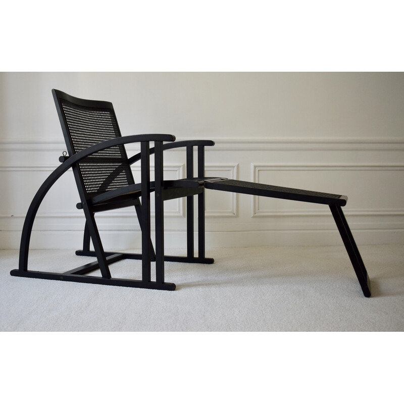 Vintage Arc de Pascal chair in black lacquered wood for Pamco Triconfort, 1983